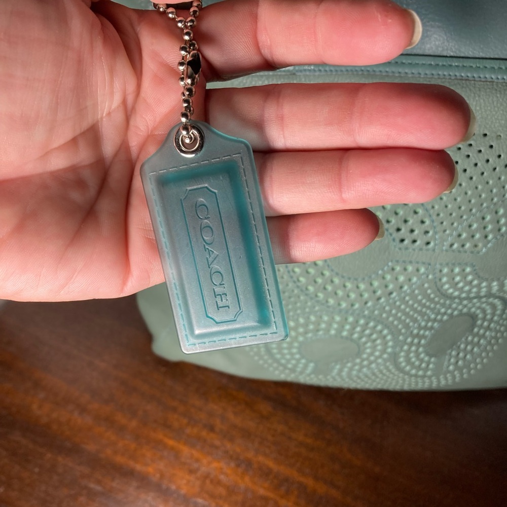 Coach Audrey seafoam aqua leather tote - Picture 4 of 8